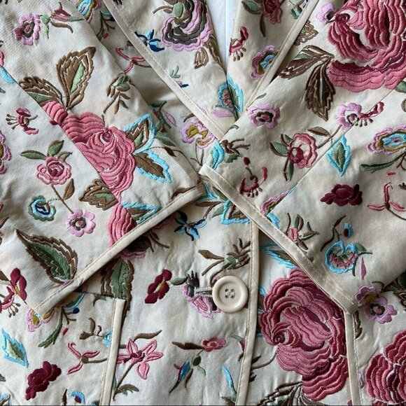 Vintage Coldwater  Creek Silk Floral Embroidery Blazer - Picture 12 of 16